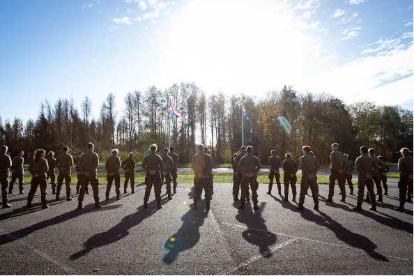 Afbeelding van een groep militairen op een rij